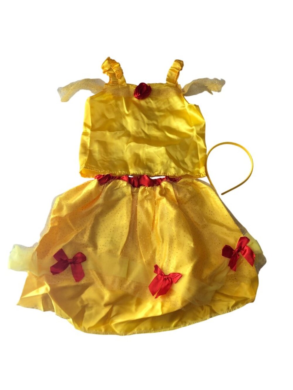 Belle Beauty and the Beast Girls Yellow Princess Costume Dress Skirt Top S